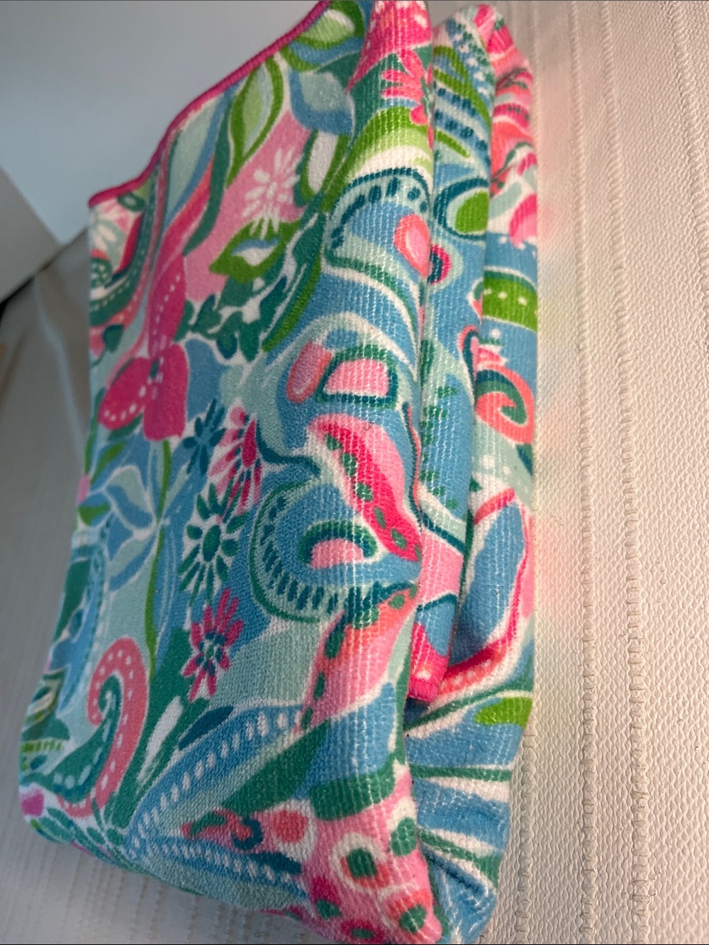 Lilly Pulitzer Oversized Beach Lounge Towel featuring a vibrant, tropic print